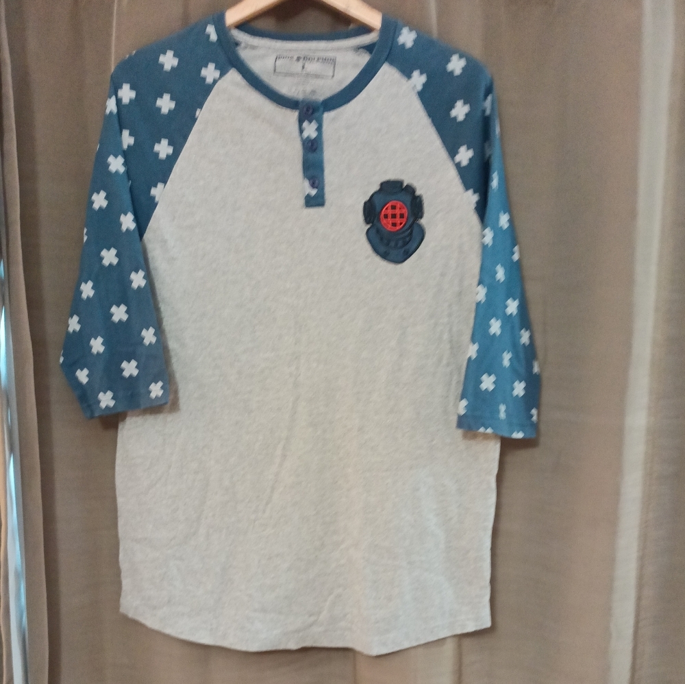 Pink + Dolphin Henley Shirt Men's Large